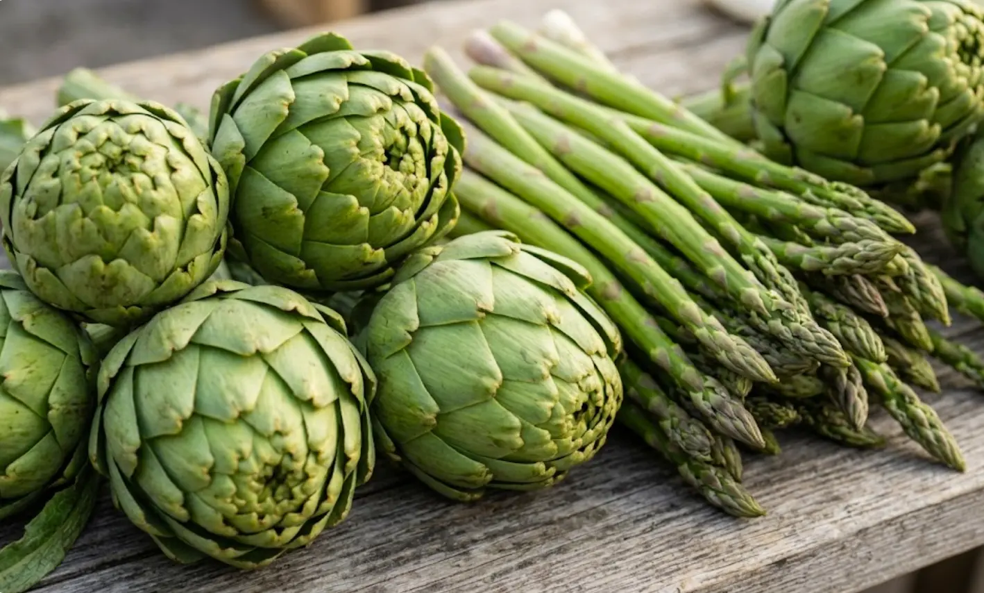 Alcachofas y espárragos frescos de temporada en marzo 2026, las verduras de primavera más baratas y nutritivas