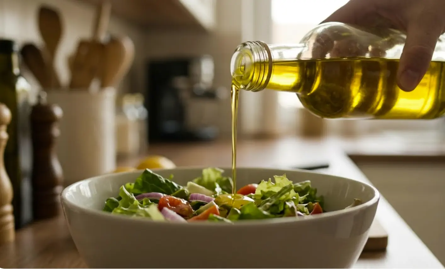 Aceite de oliva virgen extra siendo usado en cocina doméstica en enero 2026 a precios más asequibles