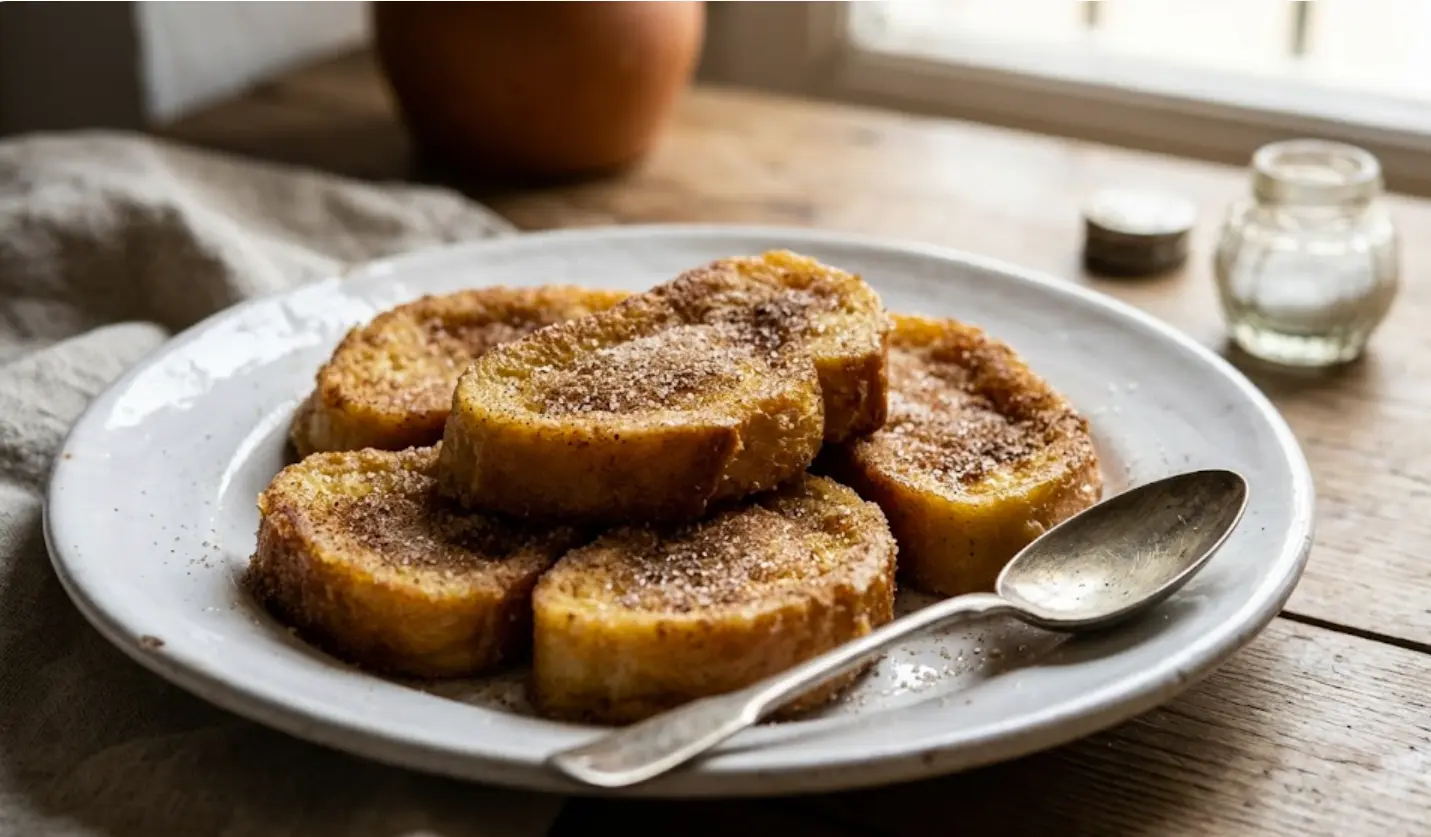 Torrijas caseras tradicionales de Semana Santa con canela y azúcar, el postre más económico y simbólico de la Cuaresma española